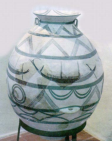 Ancient  History recorded as Greek Pottery  from the 17th Century BCE showing a ship