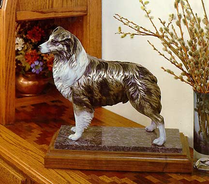 Australian Shepherd, Aussie Dog, Bronze sculpture