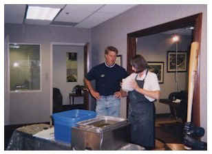 Raelee checks the finished molds